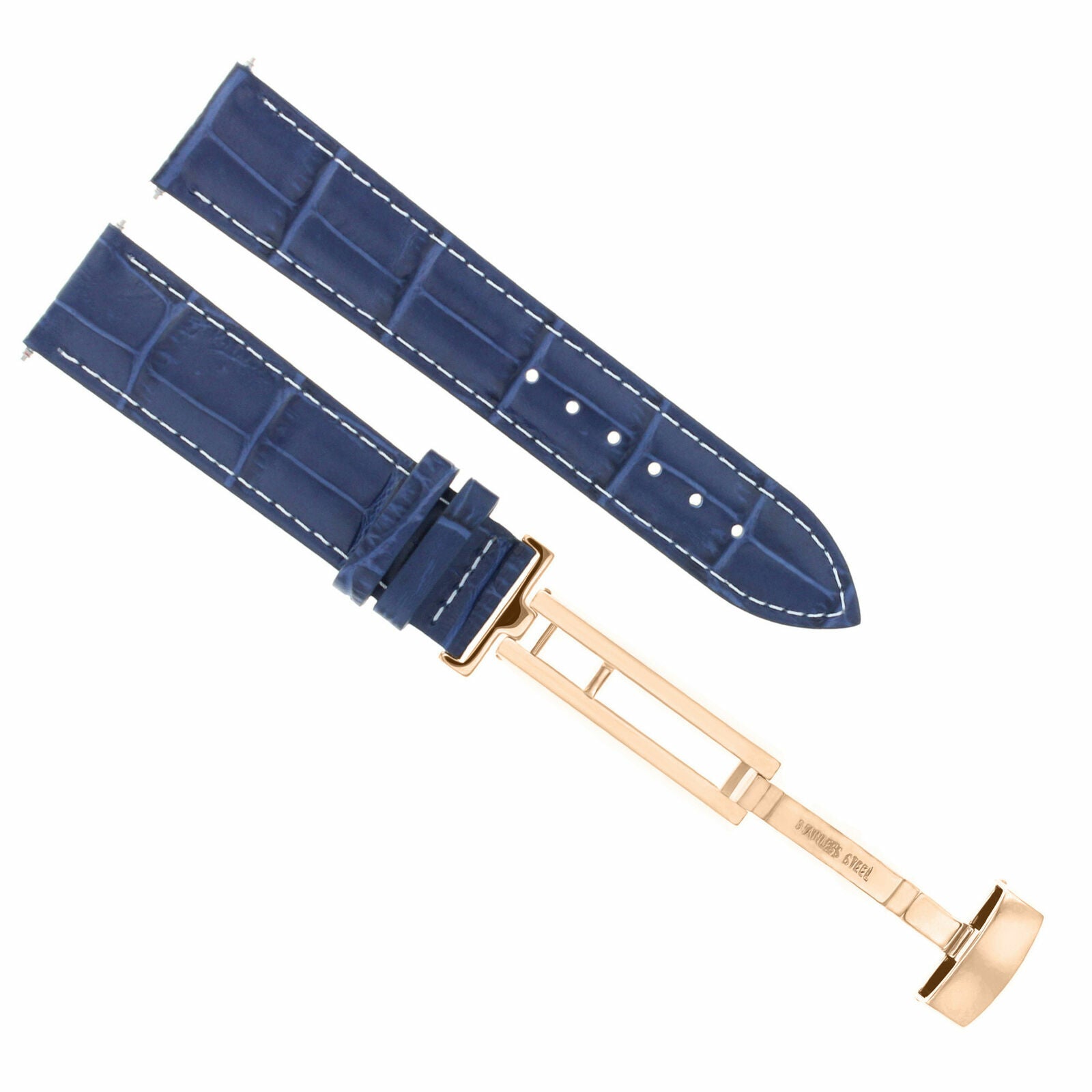LEATHER WATCH BAND STRAP FOR CITIZEN CLASP ROSE BLACK - 24MM
