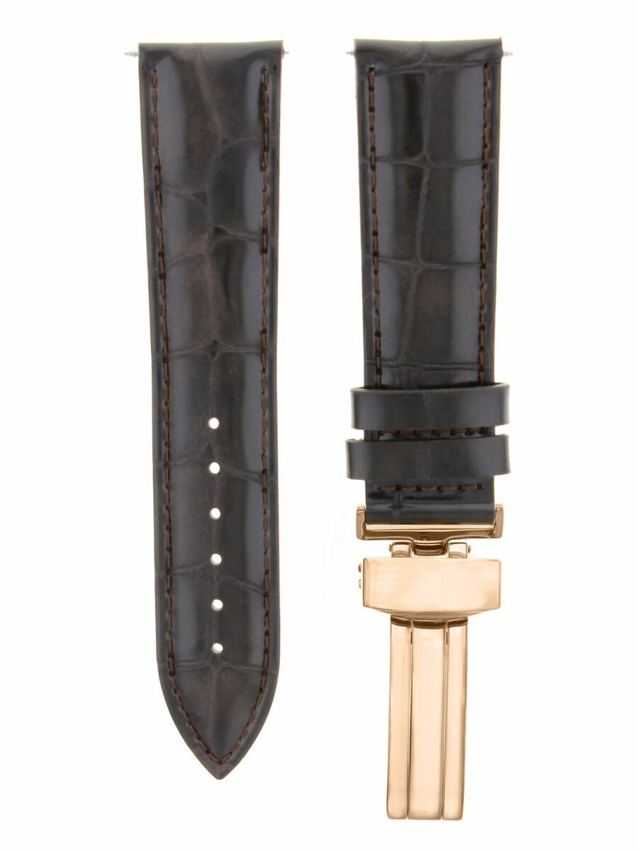 LEATHER WATCH BAND STRAP FOR CITIZEN CLASP ROSE BLACK - 24MM