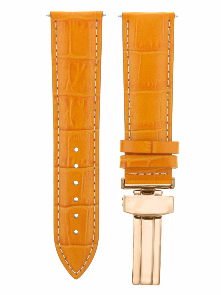 LEATHER WATCH BAND STRAP FOR CITIZEN CLASP ROSE BLACK - 24MM