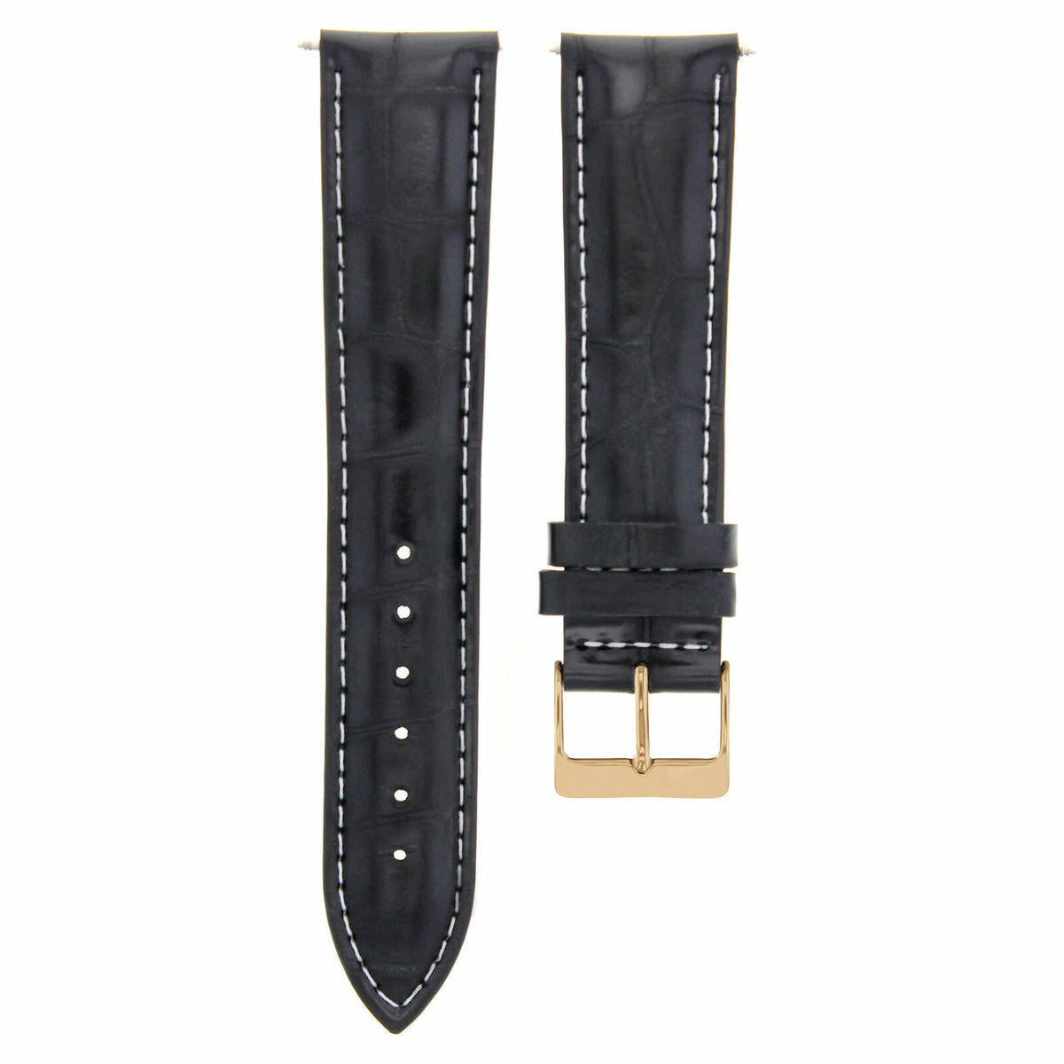 17-18-19-20-21-22-23-24MM LEATHER WATCH BAND STRAP FOR CITIZEN DRIVE ROSE BLACK, Black with White Stitching, view 2