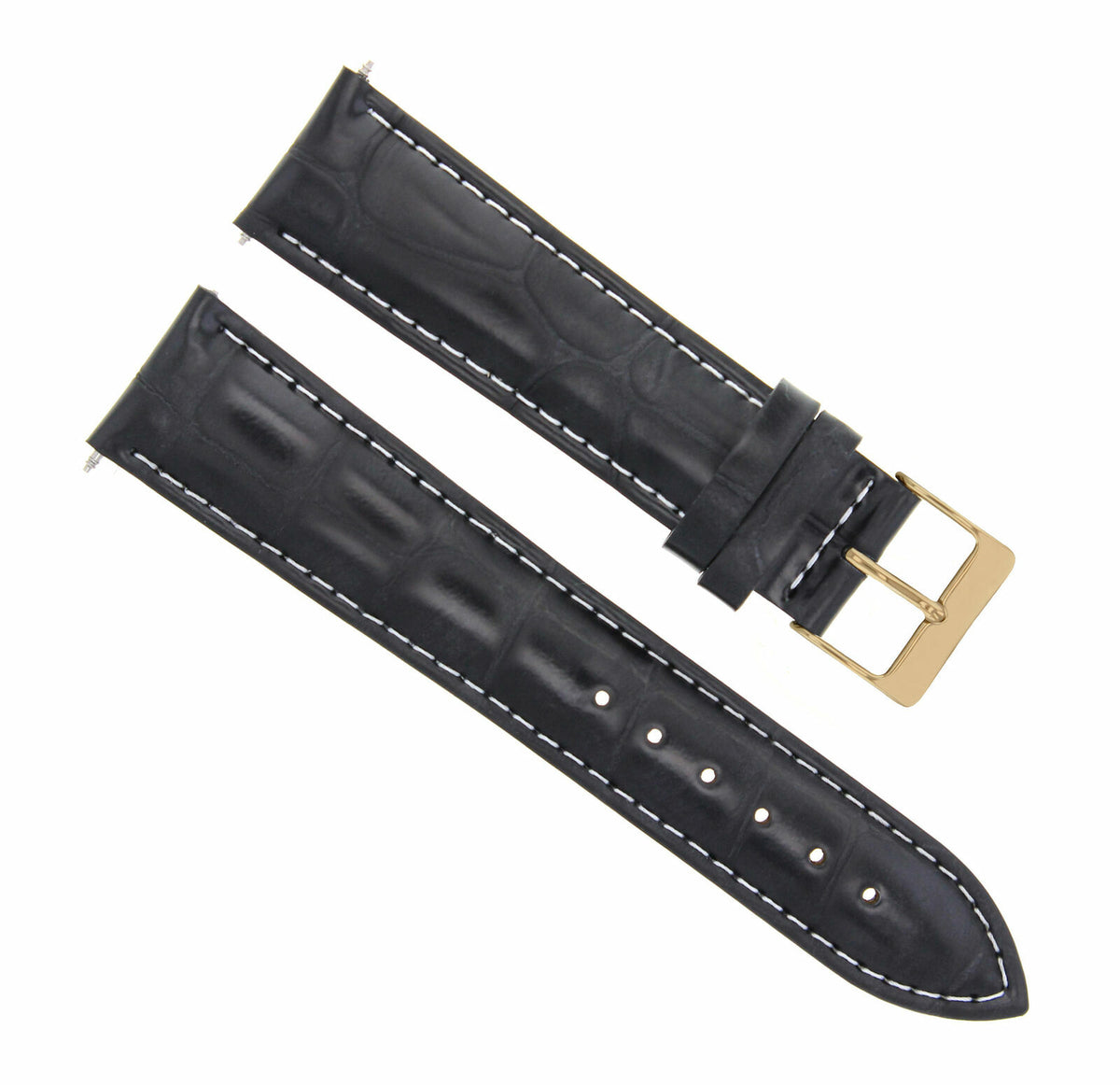 17-18-19-20-21-22-23-24MM LEATHER WATCH BAND STRAP FOR CITIZEN DRIVE ROSE BLACK, Black with White Stitching, view 3