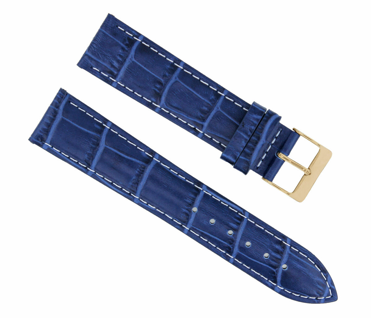 17-18-19-20-21-22-23-24MM LEATHER WATCH BAND STRAP FOR CITIZEN DRIVE ROSE BLACK, Blue with White Stitching, view 3