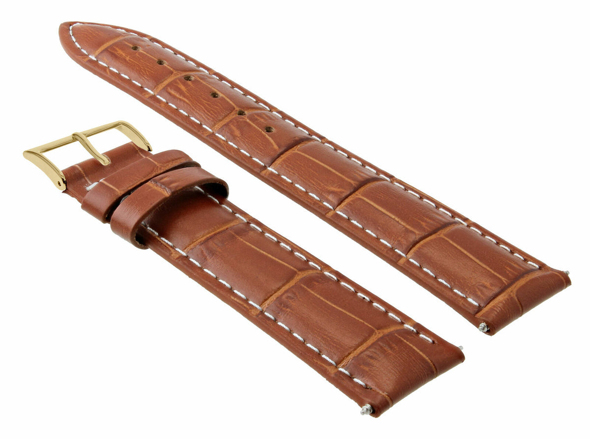 17-18-19-20-21-22-23-24MM LEATHER WATCH BAND STRAP FOR CITIZEN DRIVE ROSE BLACK, Light Brown White Stitching, view 3