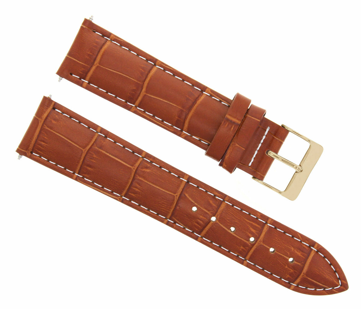 17-18-19-20-21-22-23-24MM LEATHER WATCH BAND STRAP FOR CITIZEN DRIVE ROSE BLACK, Light Brown White Stitching, front view