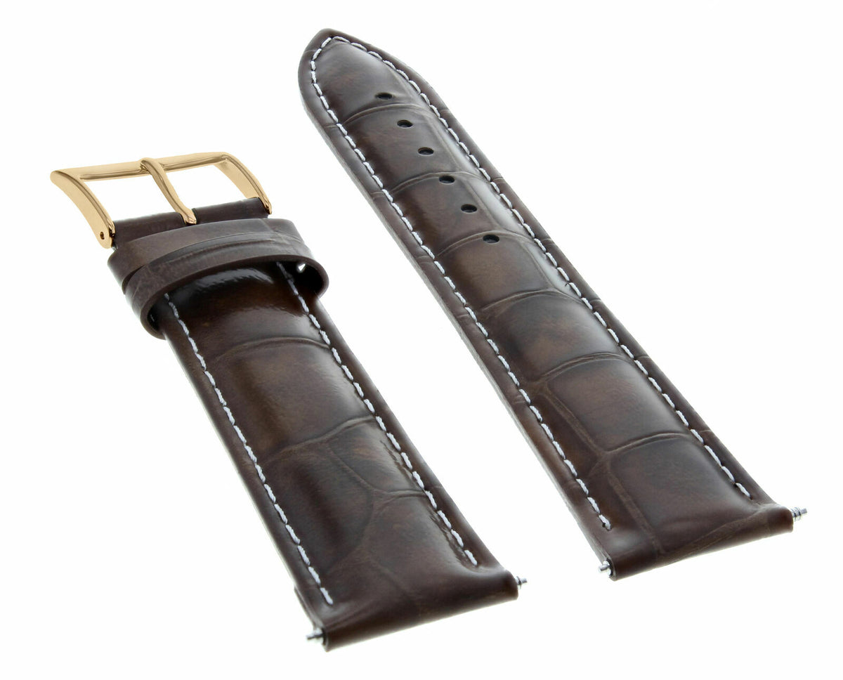 17-18-19-20-21-22-23-24MM LEATHER WATCH BAND STRAP FOR CITIZEN DRIVE ROSE BLACK, Dark Brown White Stitching, view 3