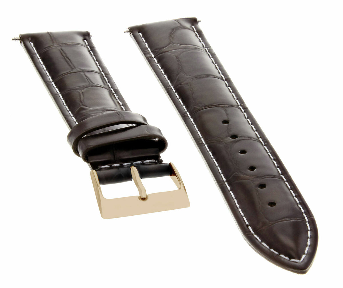 17-18-19-20-21-22-23-24MM LEATHER WATCH BAND STRAP FOR CITIZEN DRIVE ROSE BLACK, Dark Brown White Stitching, view 4