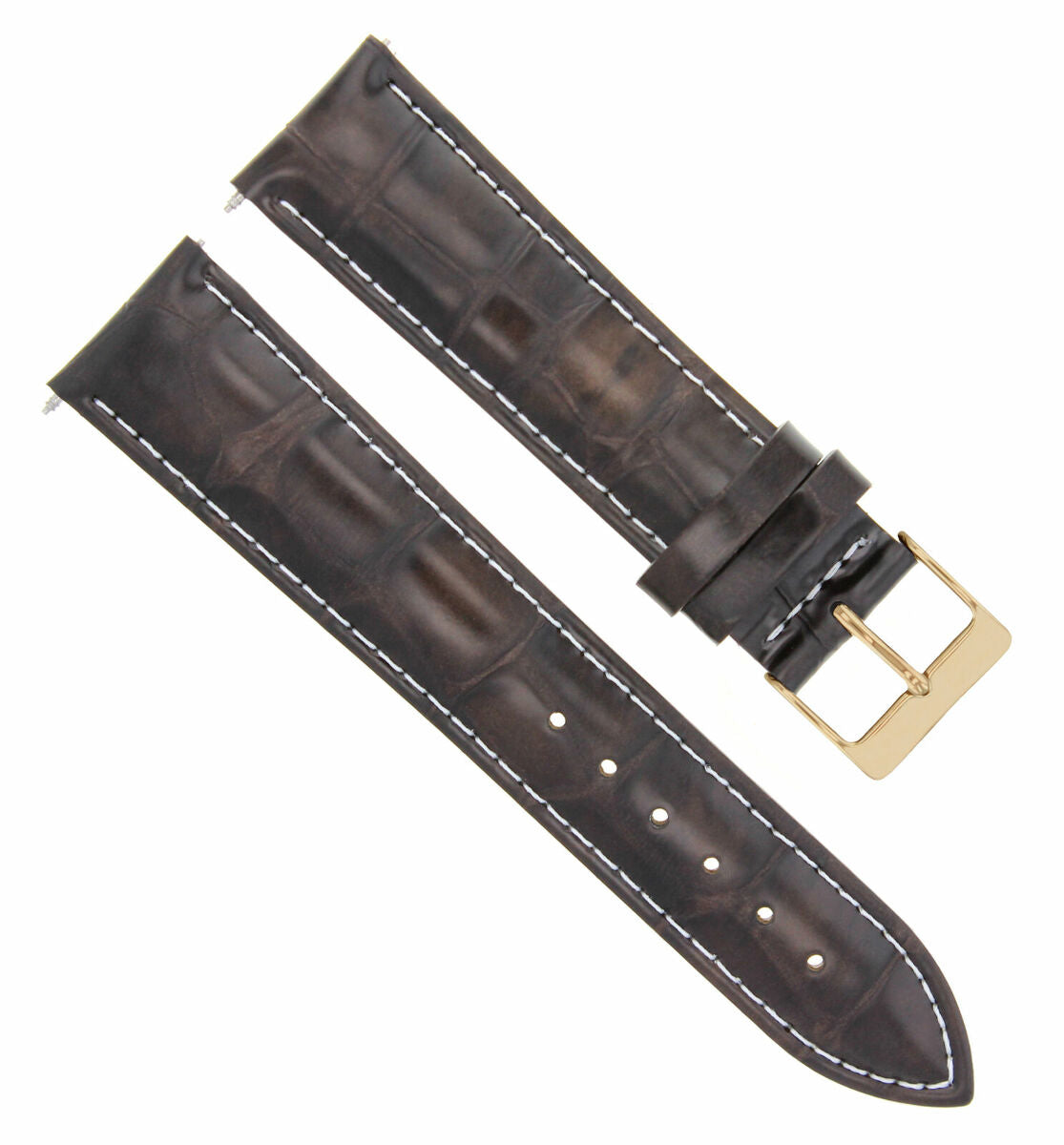 17-18-19-20-21-22-23-24MM LEATHER WATCH BAND STRAP FOR CITIZEN DRIVE ROSE BLACK, Dark Brown White Stitching, front view