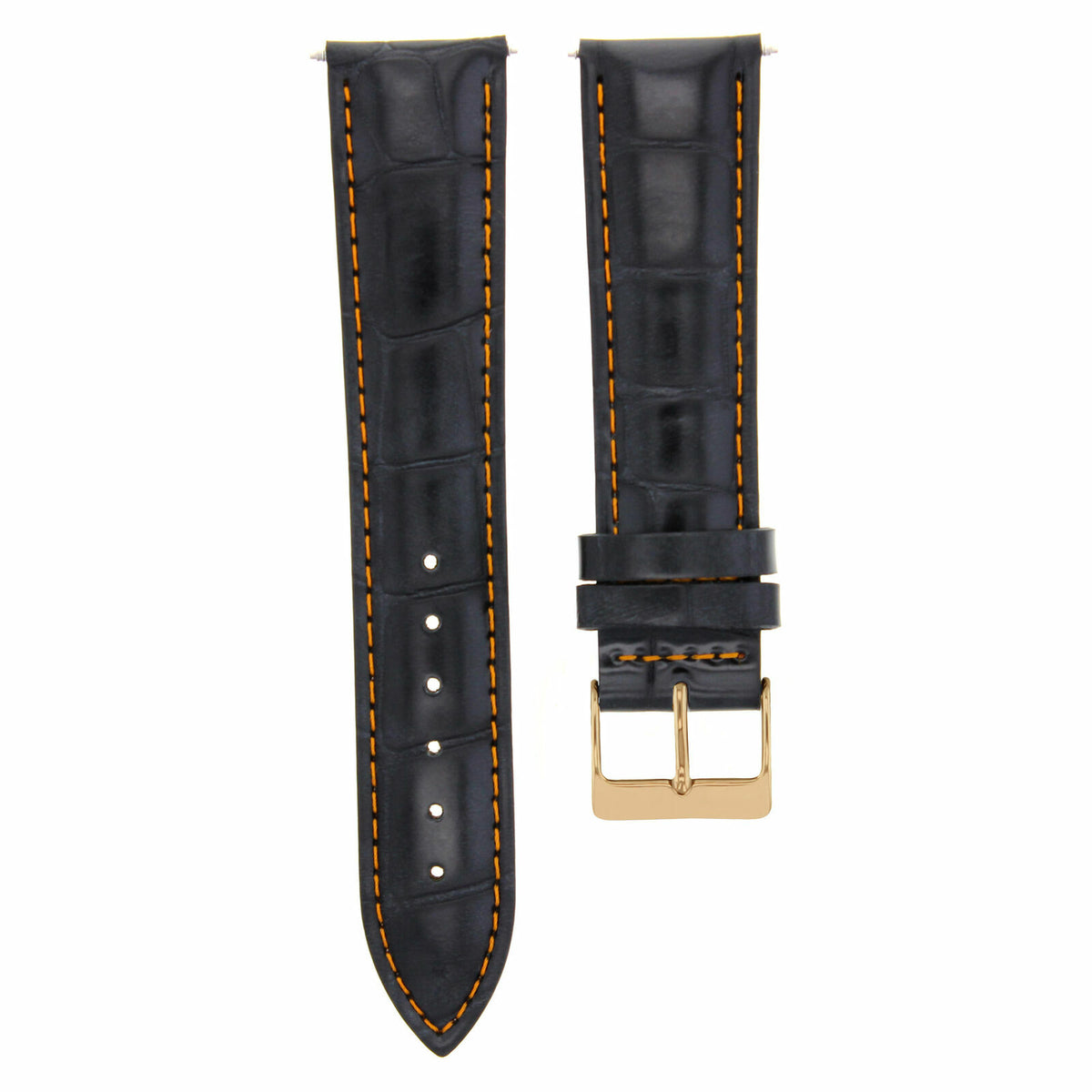 17-18-19-20-21-22-23-24MM LEATHER WATCH BAND STRAP FOR CITIZEN DRIVE ROSE BLACK, Black with Orange Stitching, view 2
