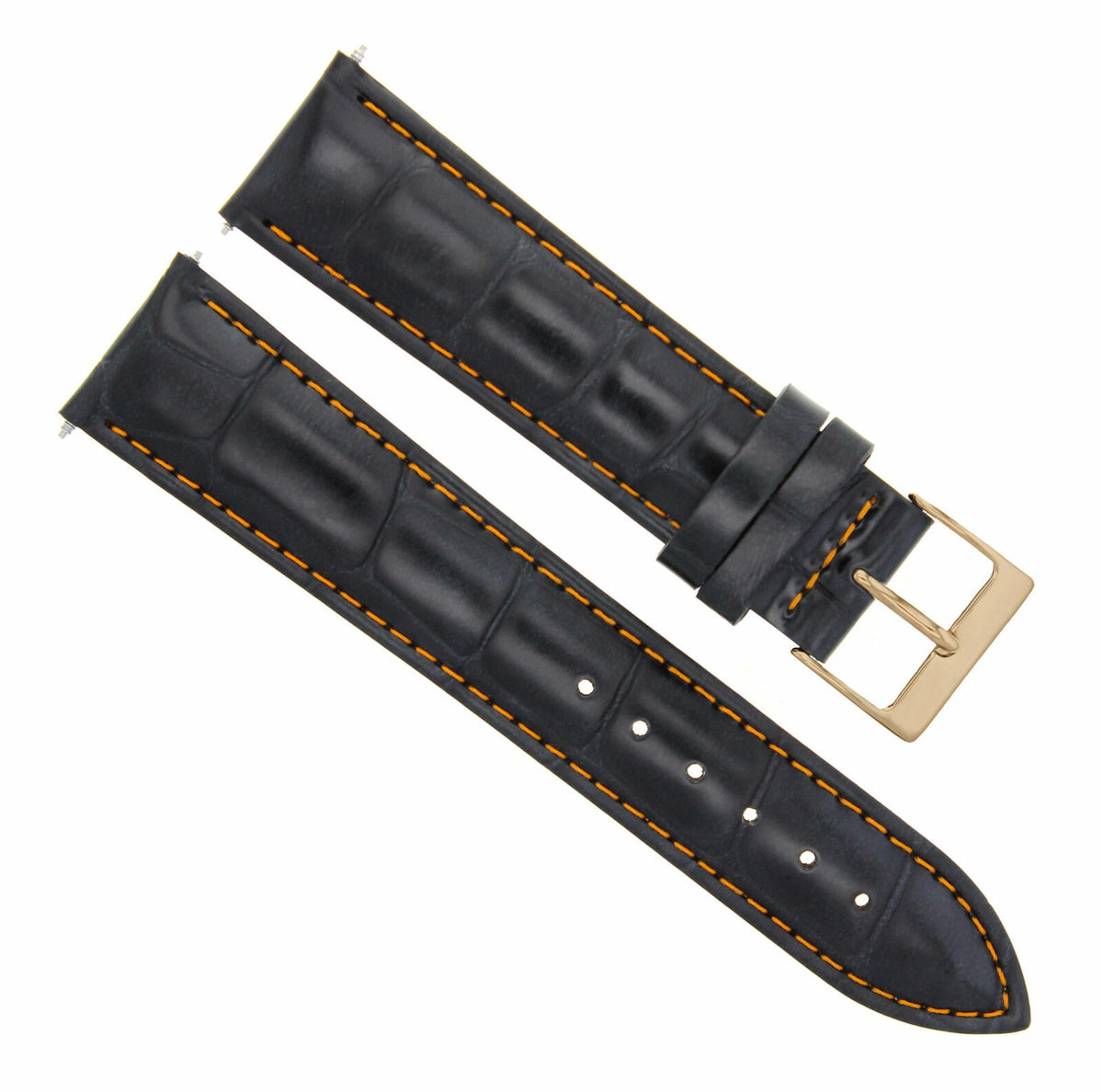17-18-19-20-21-22-23-24MM LEATHER WATCH BAND STRAP FOR CITIZEN DRIVE ROSE BLACK, Black with Orange Stitching, view 3