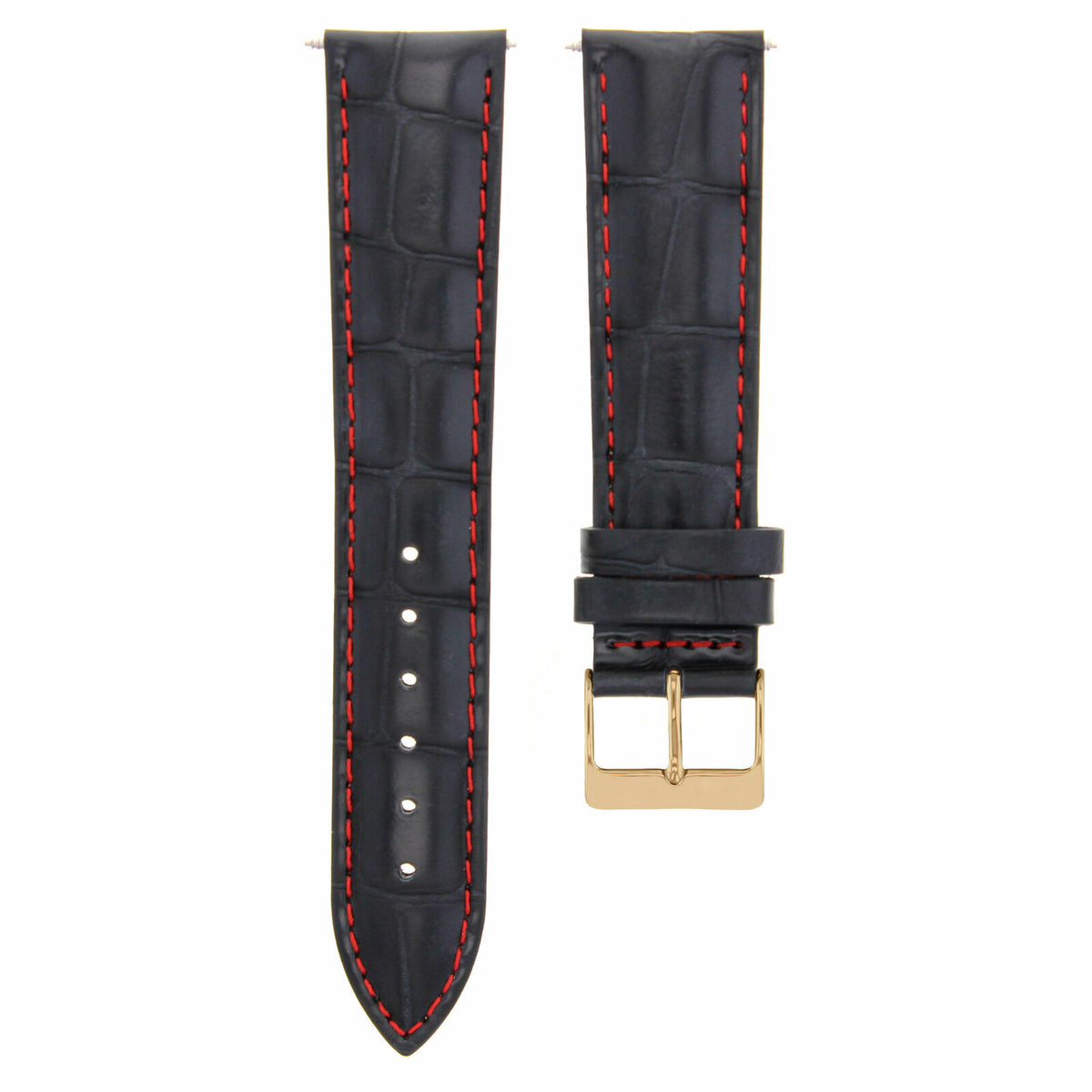 17-18-19-20-21-22-23-24MM LEATHER WATCH BAND STRAP FOR CITIZEN DRIVE ROSE BLACK, Black with Red Stitching, view 2