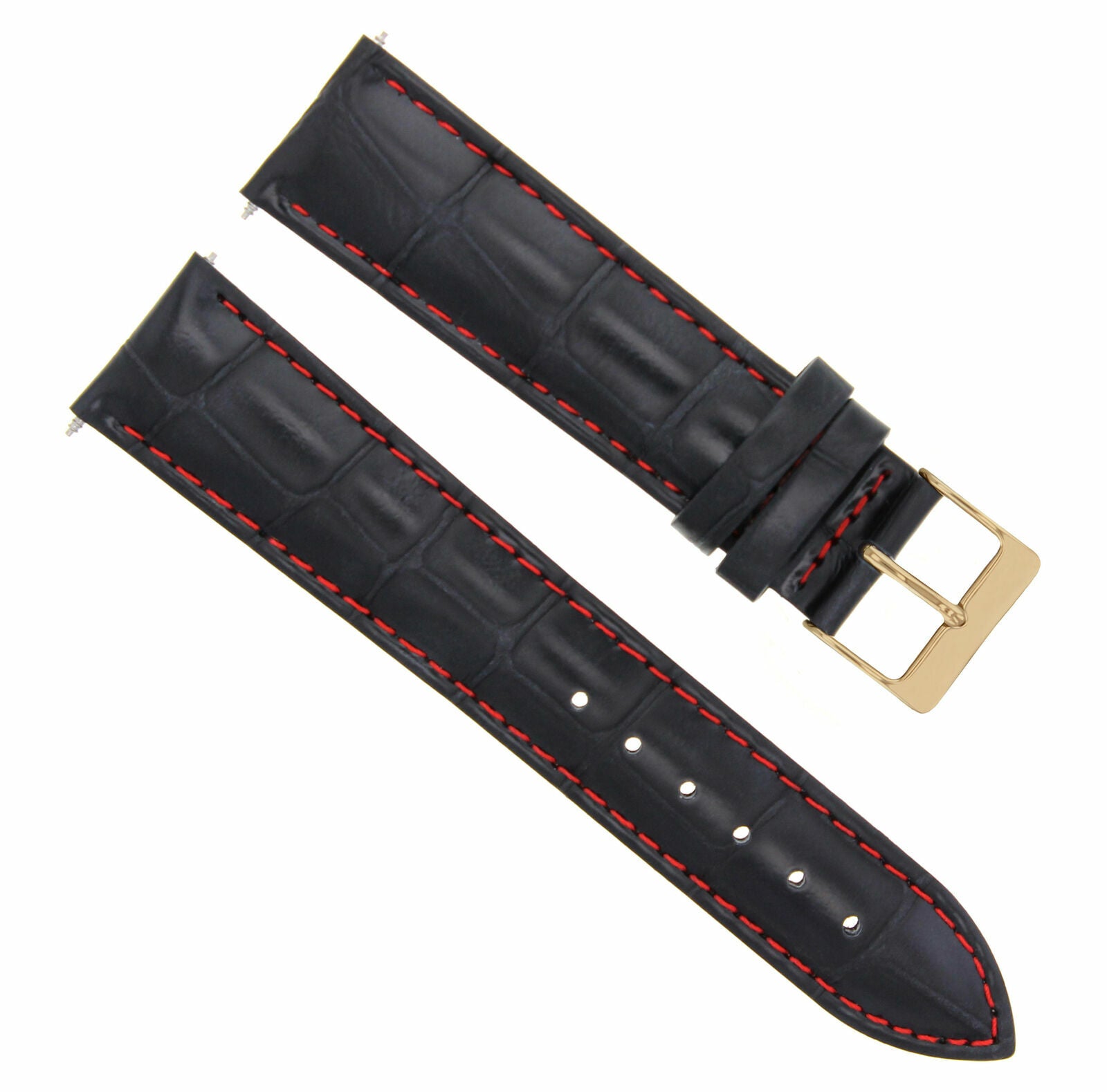 17-18-19-20-21-22-23-24MM Leather Watch Band Strap for Citizen Drive Rose Black, front view