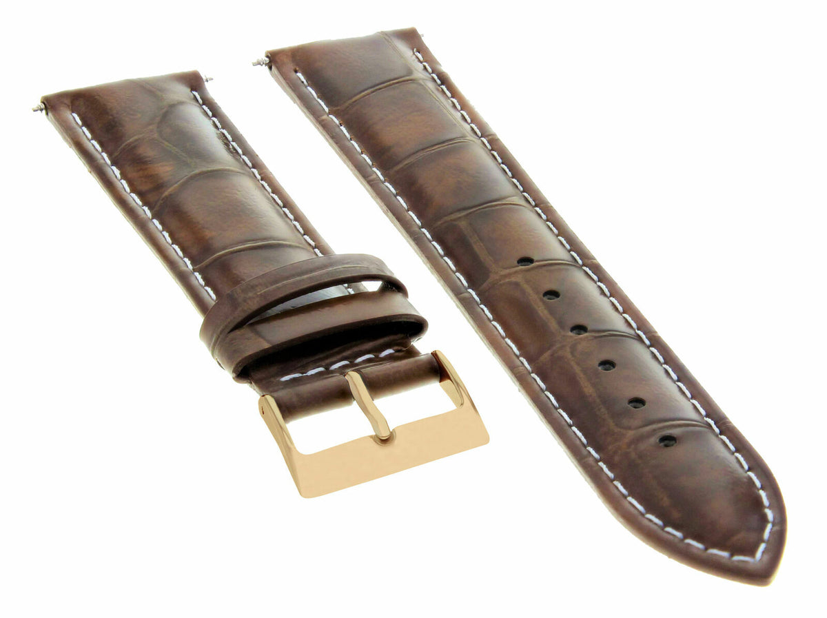 17-18-19-20-21-22-23-24MM LEATHER WATCH BAND STRAP FOR CITIZEN DRIVE ROSE BLACK, Tan with White Stitching, view 4