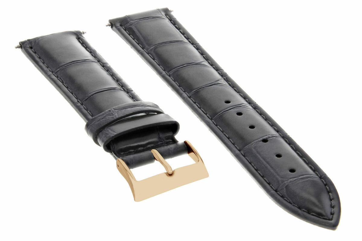 17-18-19-20-21-22-23-24MM Leather Watch Band Strap for Citizen Drive Rose Black, front view