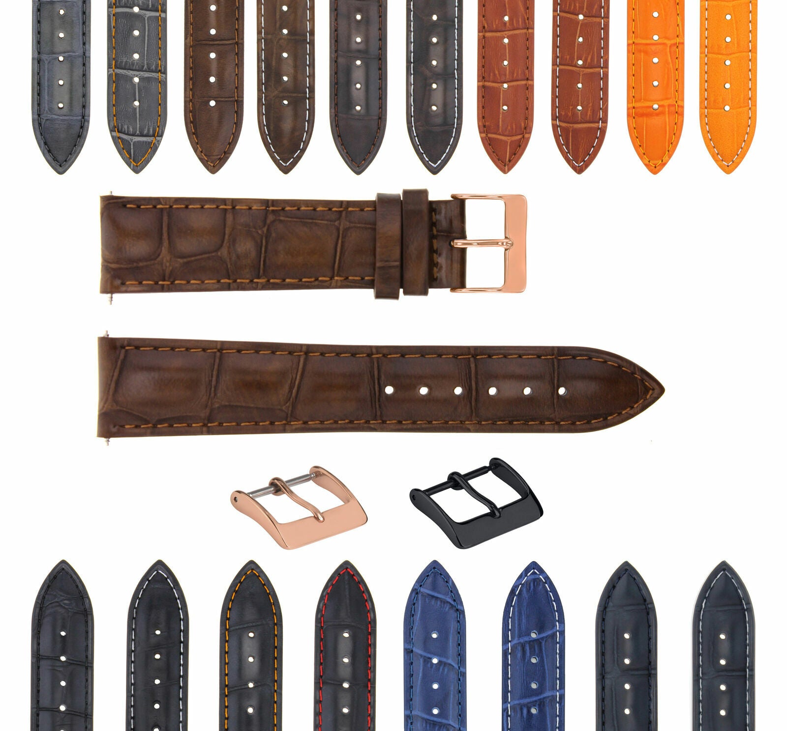 LEATHER WATCH BAND STRAP FOR CITIZEN DRIVE ROSE BLACK - 24MM
