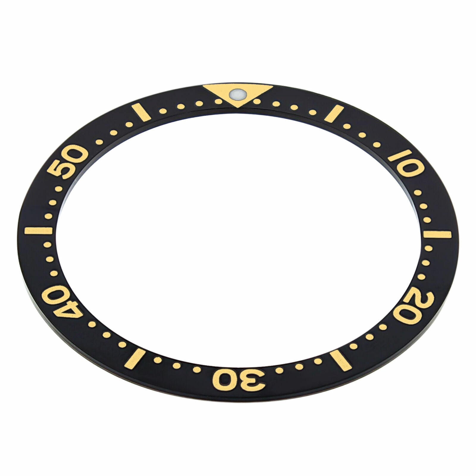 REPLACEMENT BEZEL INSERT BLACK FOR WATCH WITH GOLD FONT 38MM X 31.50MM