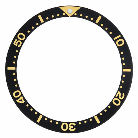 REPLACEMENT BEZEL INSERT BLACK FOR WATCH WITH GOLD FONT 38MM X 31.50MM