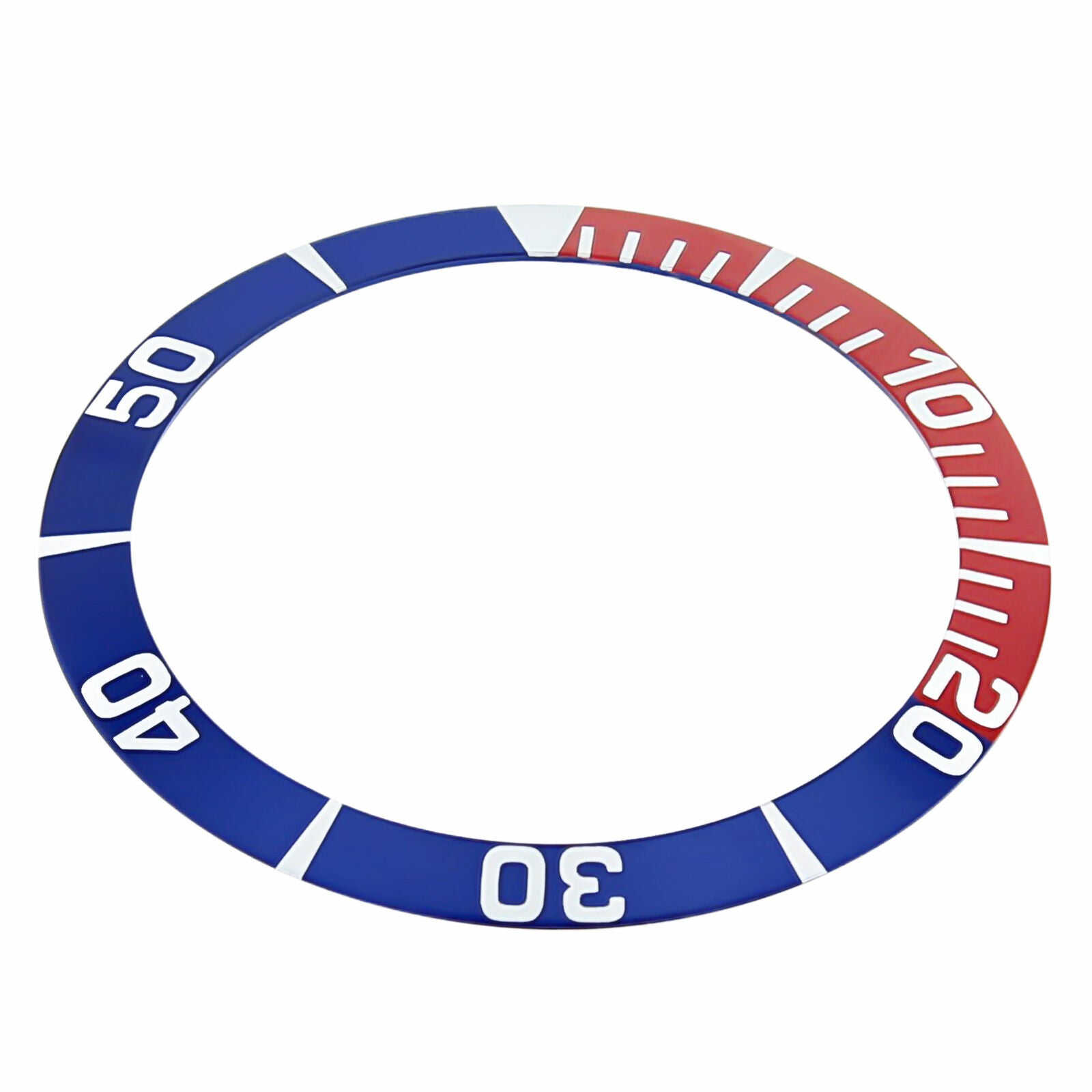 REPLACEMENT BEZEL INSERT BLUE/RED FOR WATCH 38.60MM X 31.40MM