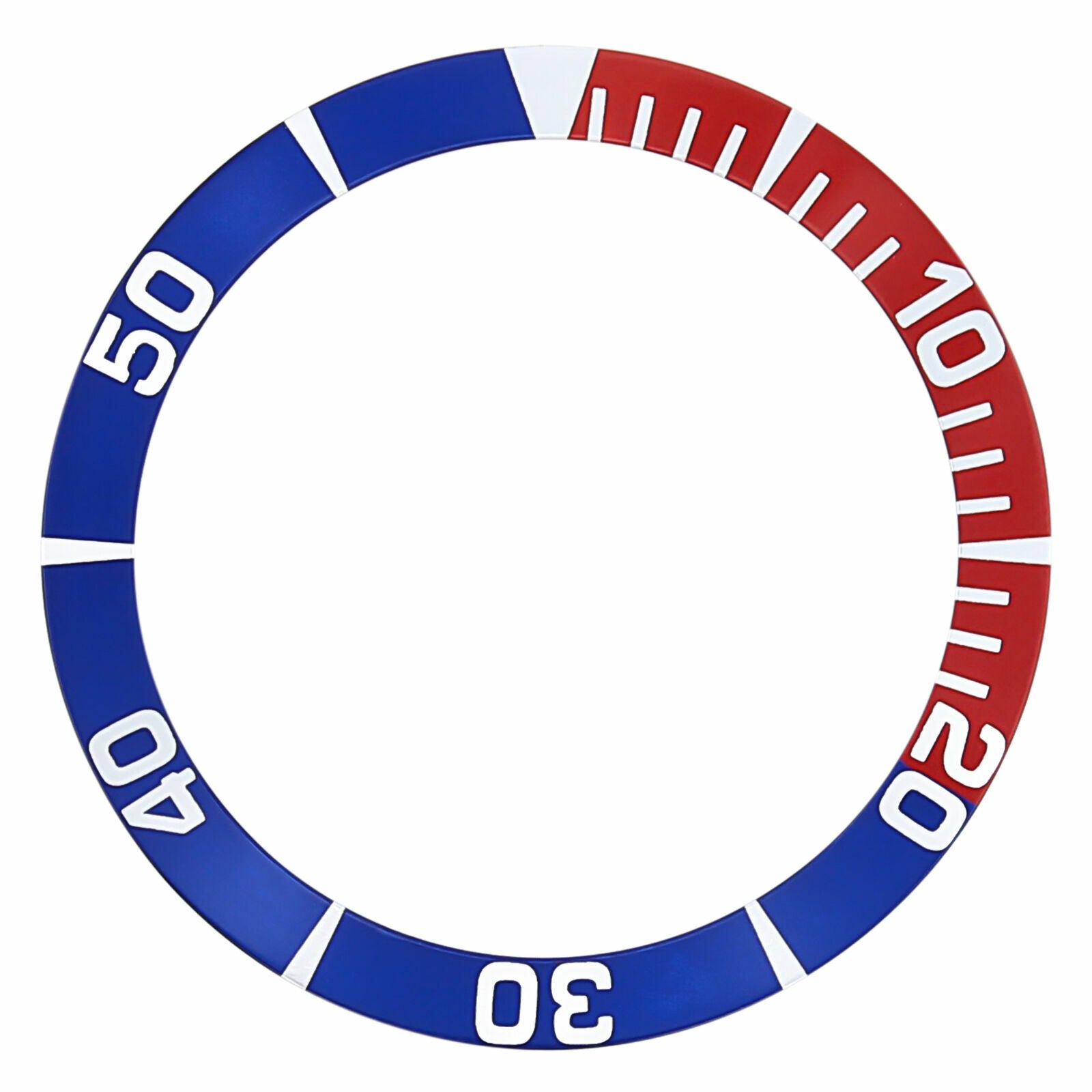 REPLACEMENT BEZEL INSERT BLUE/RED FOR WATCH 38.60MM X 31.40MM