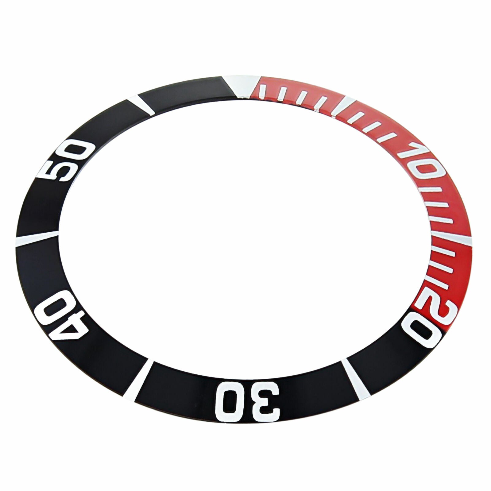 REPLACEMENT BEZEL INSERT BLACK/RED FOR WATCH 38.60MM X 31.40MM