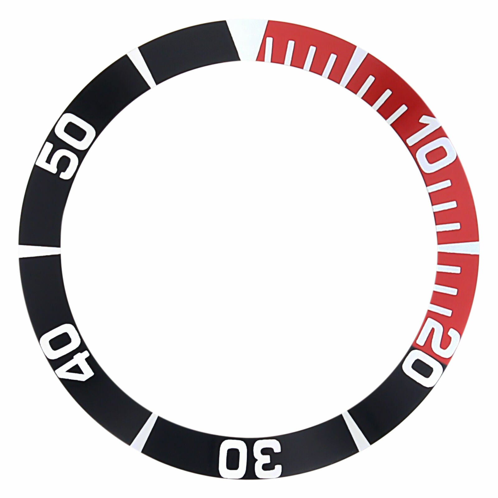 REPLACEMENT BEZEL INSERT BLACK/RED FOR WATCH 38.60MM X 31.40MM