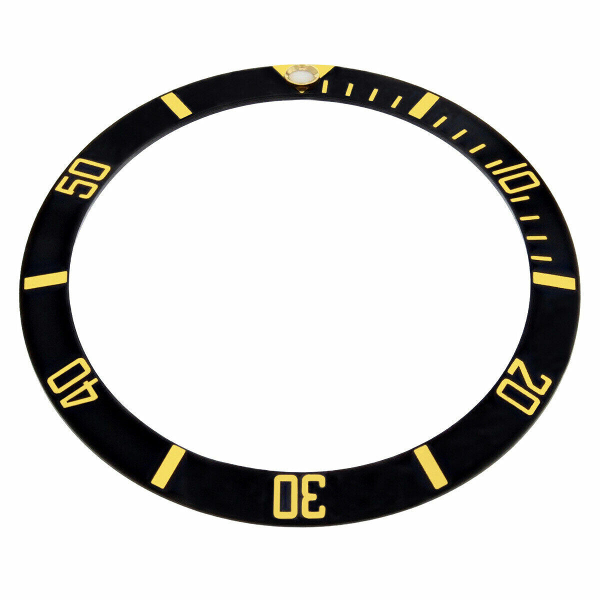 REPLACEMENT BEZEL INSERT BLACK WITH GOLD FONT FOR WATCH 37.40MM X 30.70MM