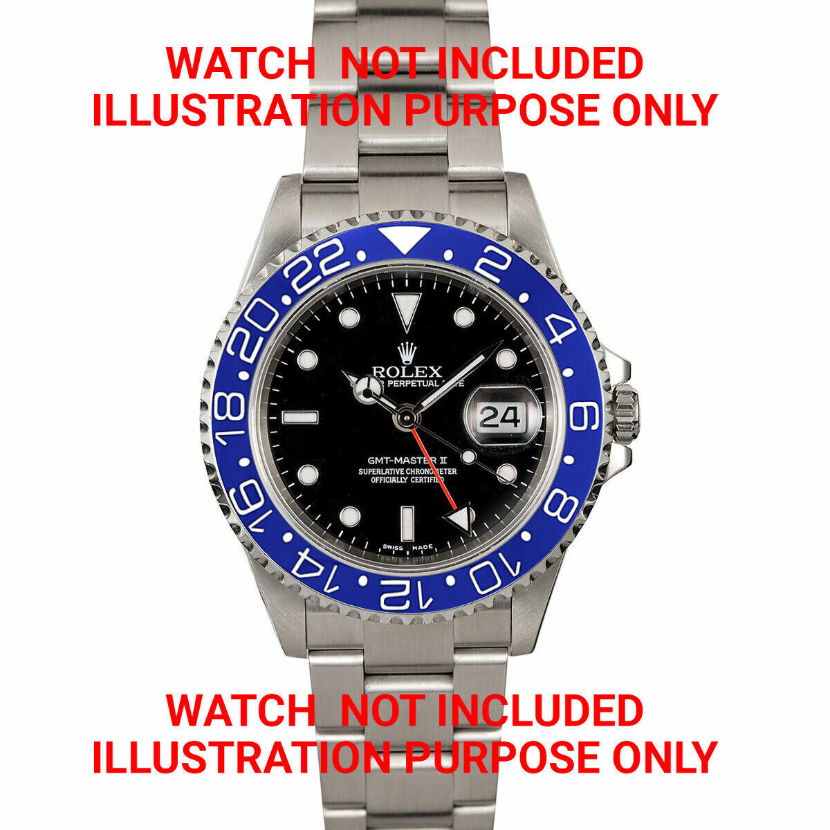 REPLACEMENT BLUE CERAMIC INSERT WITH SILVER FONT FOR WATCH 37.70MM X 30.70MM