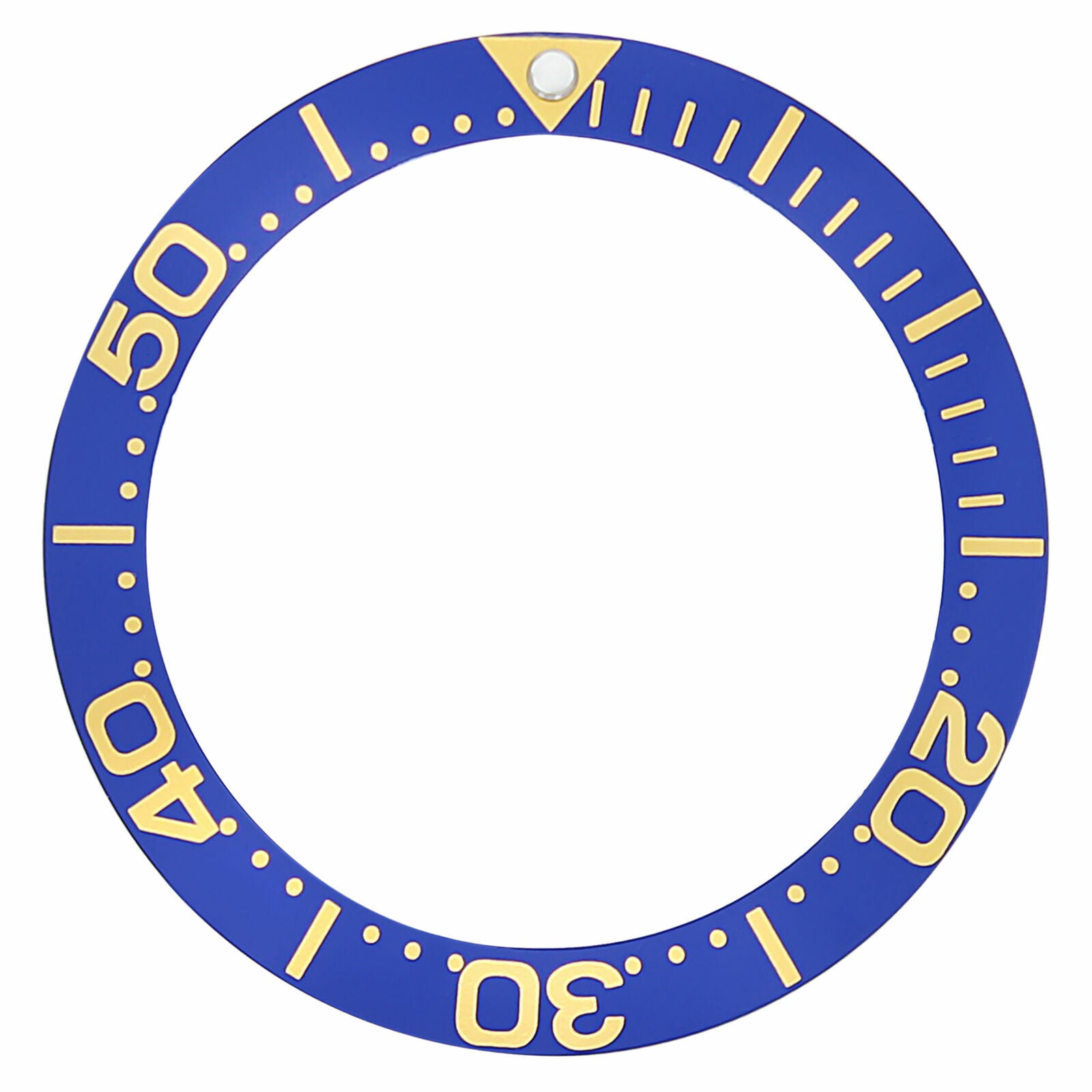 REPLACEMENT BEZEL INSERT BLUE LARGE GOLD FONT FOR WATCH 37.90MM X 30MM