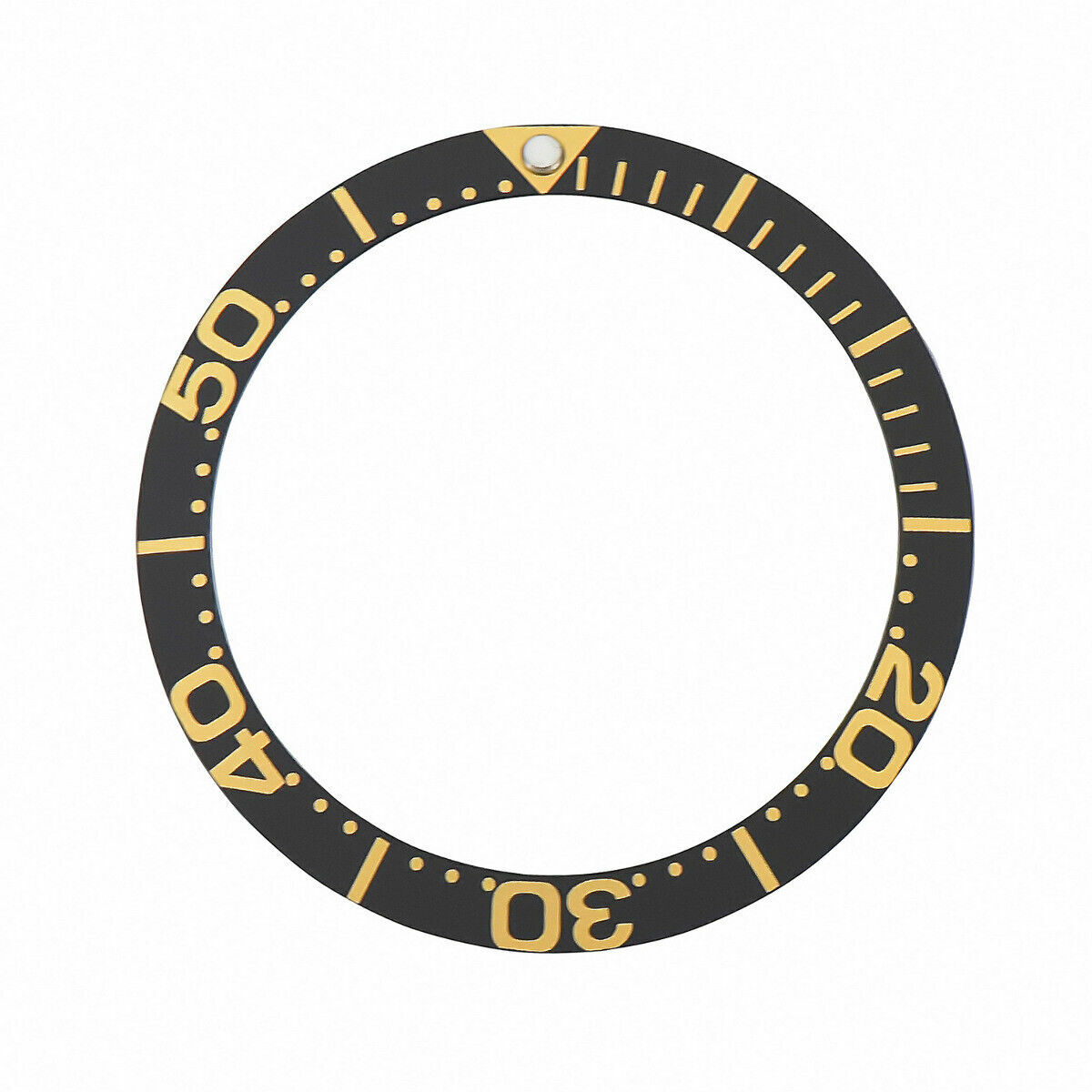 REPLACEMENT BEZEL INSERT BLACK WITH LARGE GOLD FONT FOR WATCH 37.60MM X 30.80MM