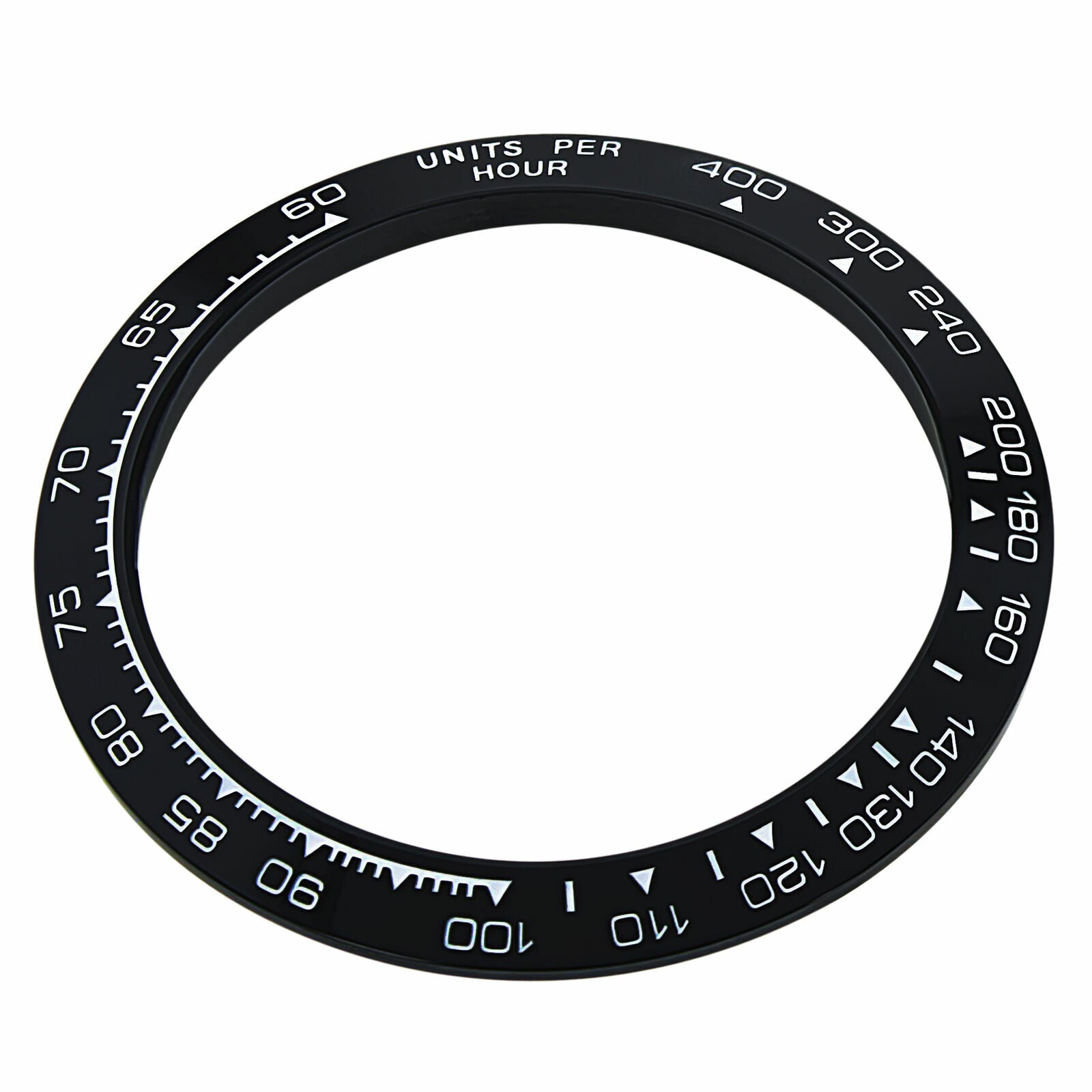 REPLACEMENT BLACK CERAMIC BEZEL W/WHITE ENGRAVED NUMBERS FOR 38.60MM X 30.40MM