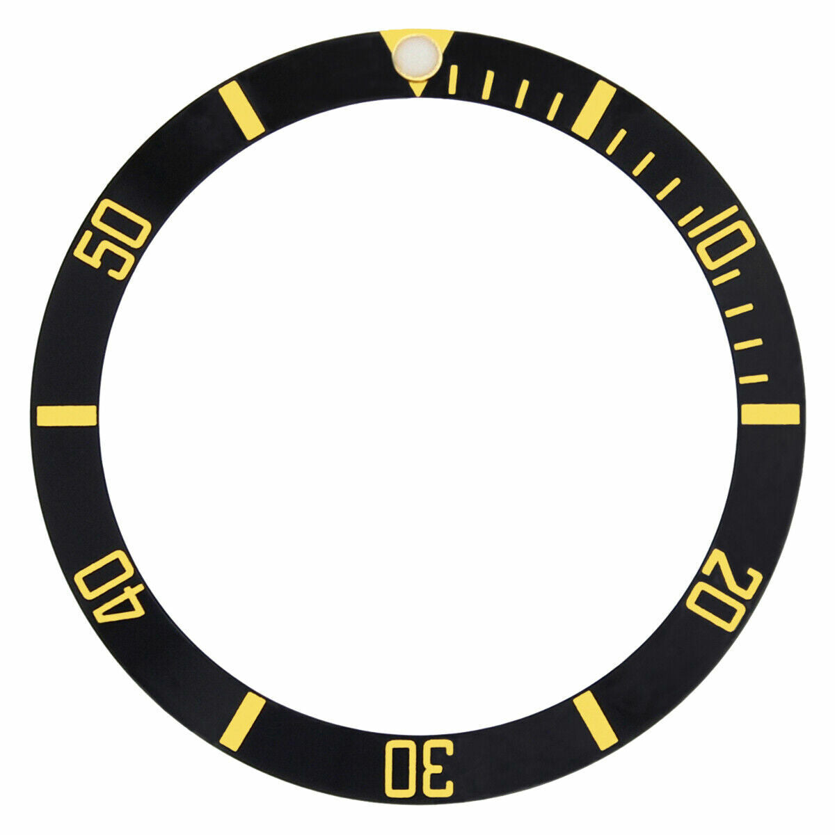 REPLACEMENT BEZEL INSERT BLACK FOR WATCH WITH GOLD FONT 37.60MM X 30.70MM