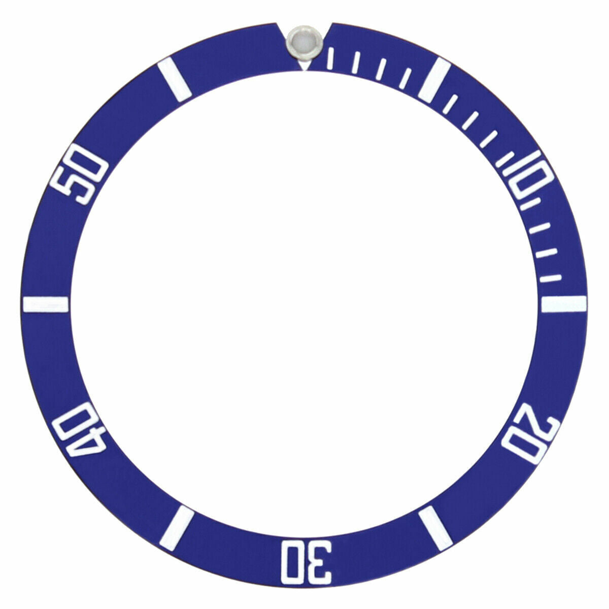 REPLACEMENT BEZEL INSERT BLUE FOR WATCH WITH SILVER FONT 37.60MM X 30.70MM
