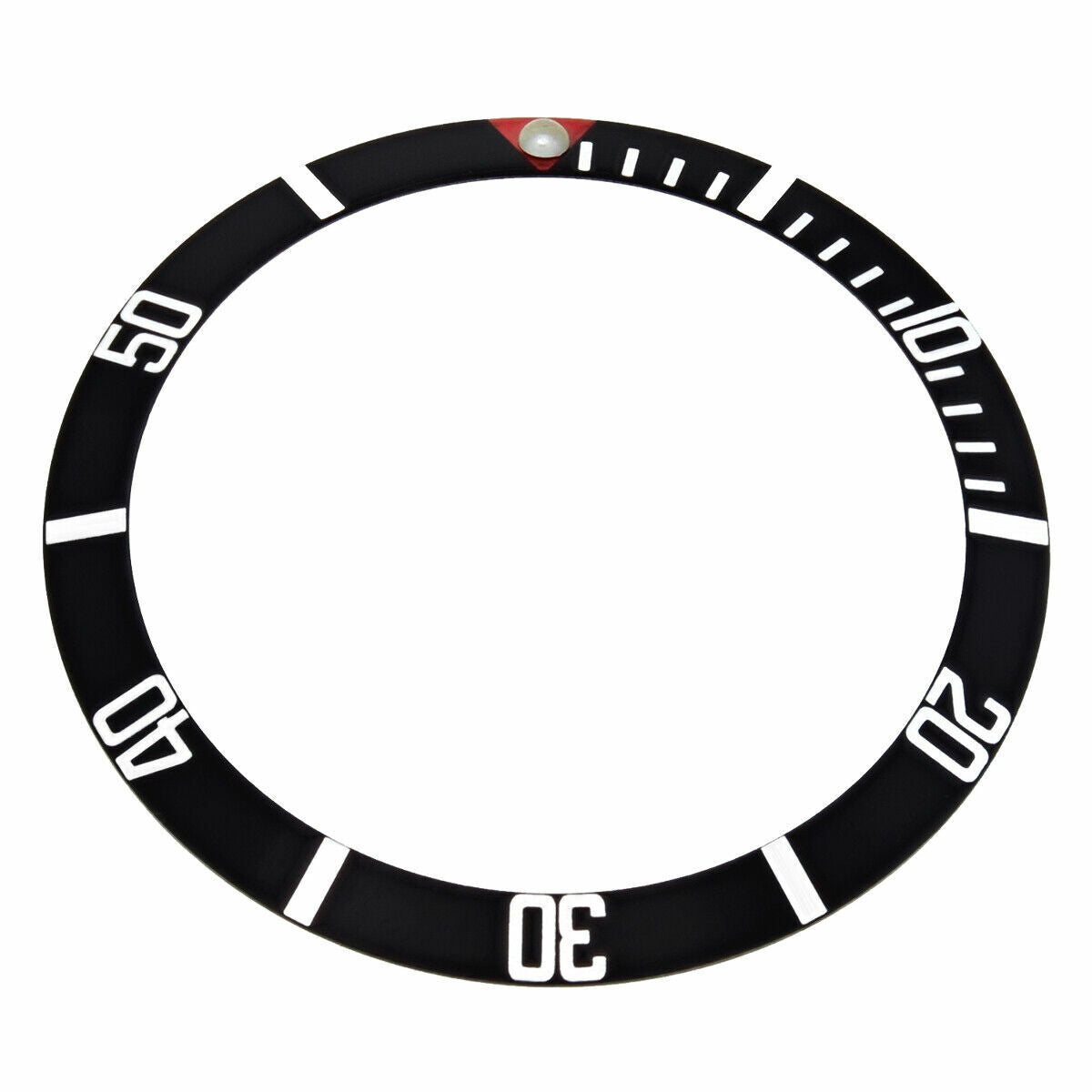 REPLACEMENT BEZEL INSERT BLACK WITH RED TRIANGLE ACRYLIC PEARL FOR 36.4MM X 30.3