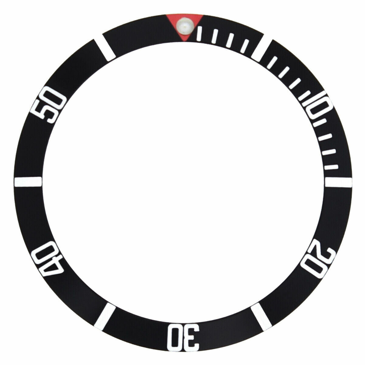 REPLACEMENT BEZEL INSERT BLACK WITH RED TRIANGLE ACRYLIC PEARL FOR 36.4MM X 30.3