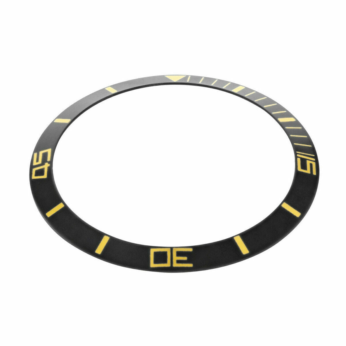 REPLACEMENT BEZEL INSERT BLACK WITH GOLD FONT FOR WATCH 30.10MM X 25MM
