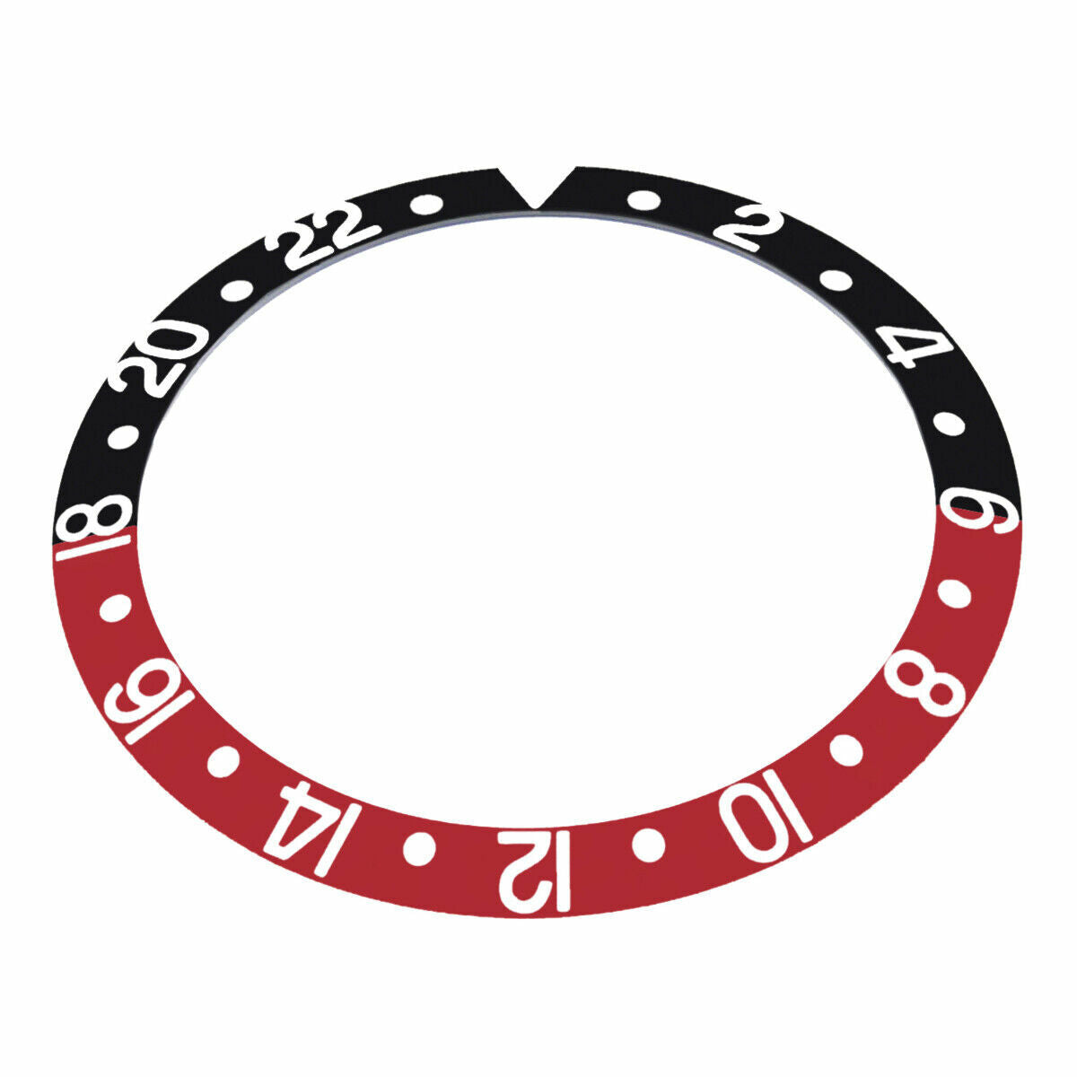 REPLACEMENT BEZEL INSERT BLACK/RED FOR WATCH 37.70MM X 30.70MM