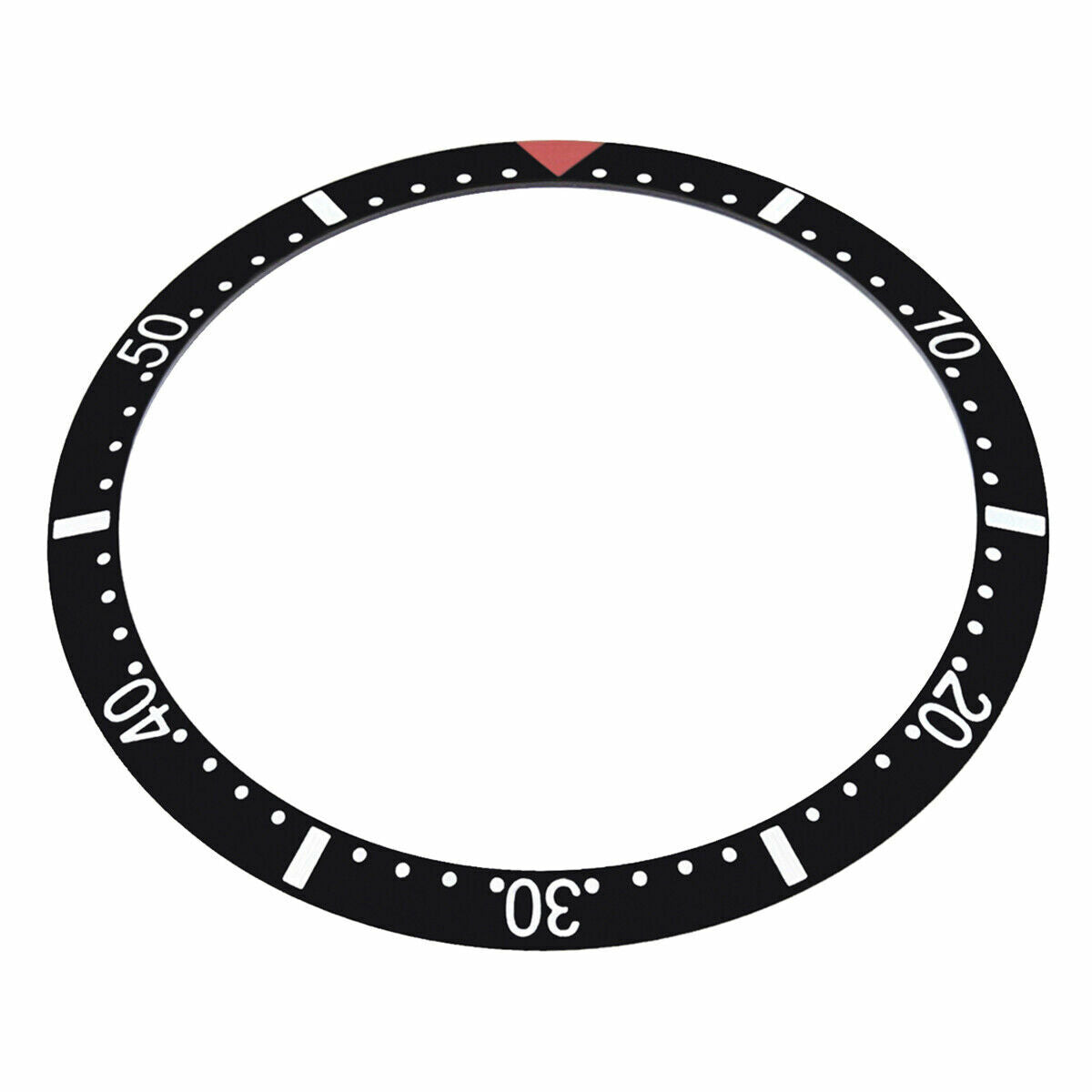 REPLACEMENT BEZEL INSERT BLACK WITH RED TRIANGLE FOR WATCH 37.50MM X 30.50MM