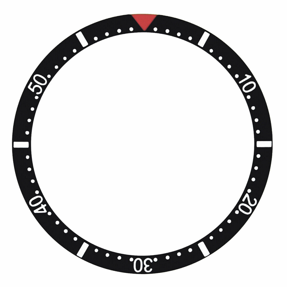 REPLACEMENT BEZEL INSERT BLACK WITH RED TRIANGLE FOR WATCH 37.50MM X 30.50MM