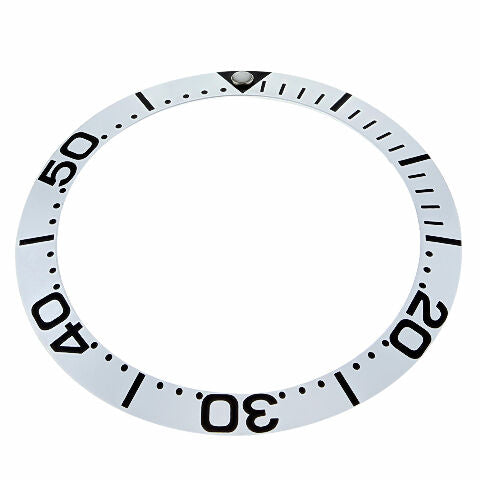 REPLACEMENT BEZEL INSERT SILVER LARGE NUMBERS FOR WATCH 38.10MM X 30.50MM