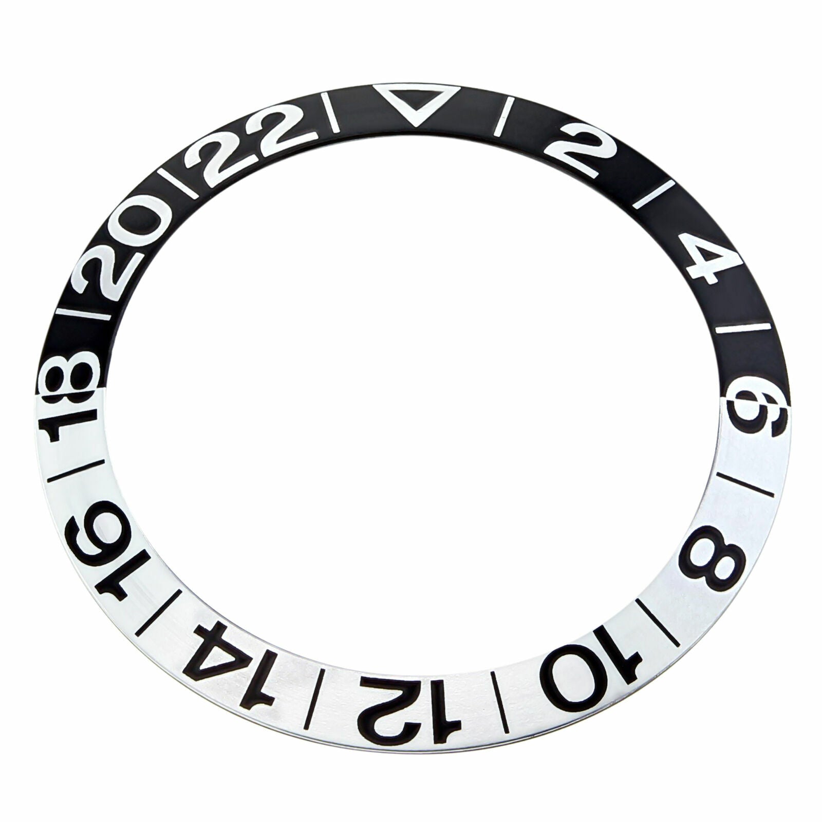 REPLACEMENT BEZEL INSERT BLACK WITH SILVER FONT FOR WATCH 38MM X 30.60MM