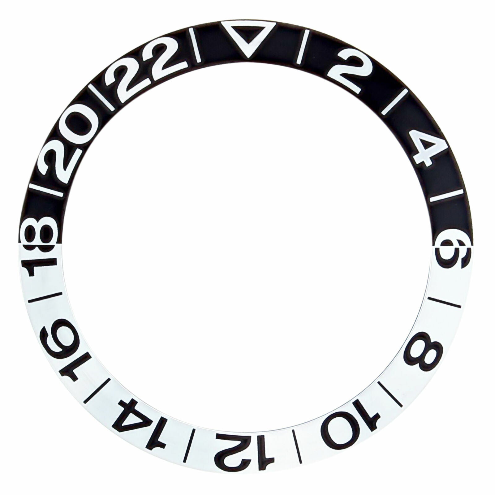 REPLACEMENT BEZEL INSERT BLACK WITH SILVER FONT FOR WATCH 38MM X 30.60MM