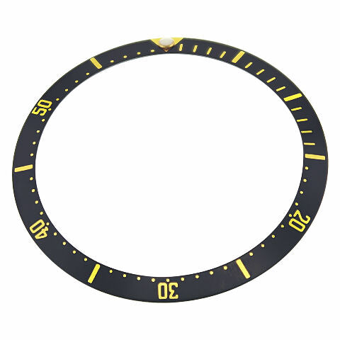 REPLACEMENT BEZEL INSERT BLACK WITH GOLD FONT FOR WATCH 37MM X 31MM