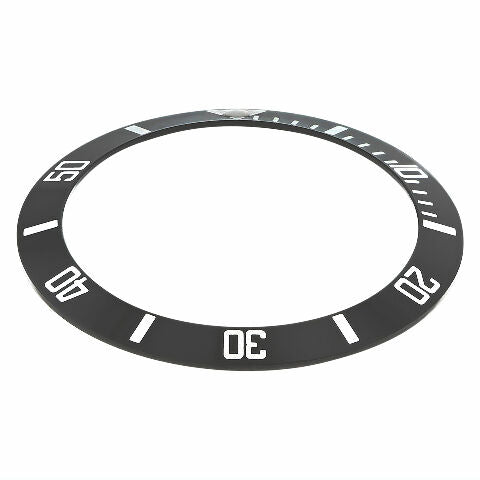 REPLACEMENT BEZEL INSERT BLACK SILVER FONT FOR WATCH 25.20MM X 20MM