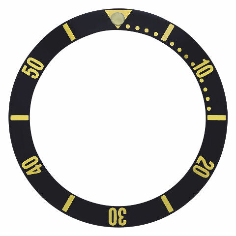 REPLACEMENT BEZEL INSERT BLACK W/GOLD FONTS FOR LADIES WATCH 25.40MM X 20MM