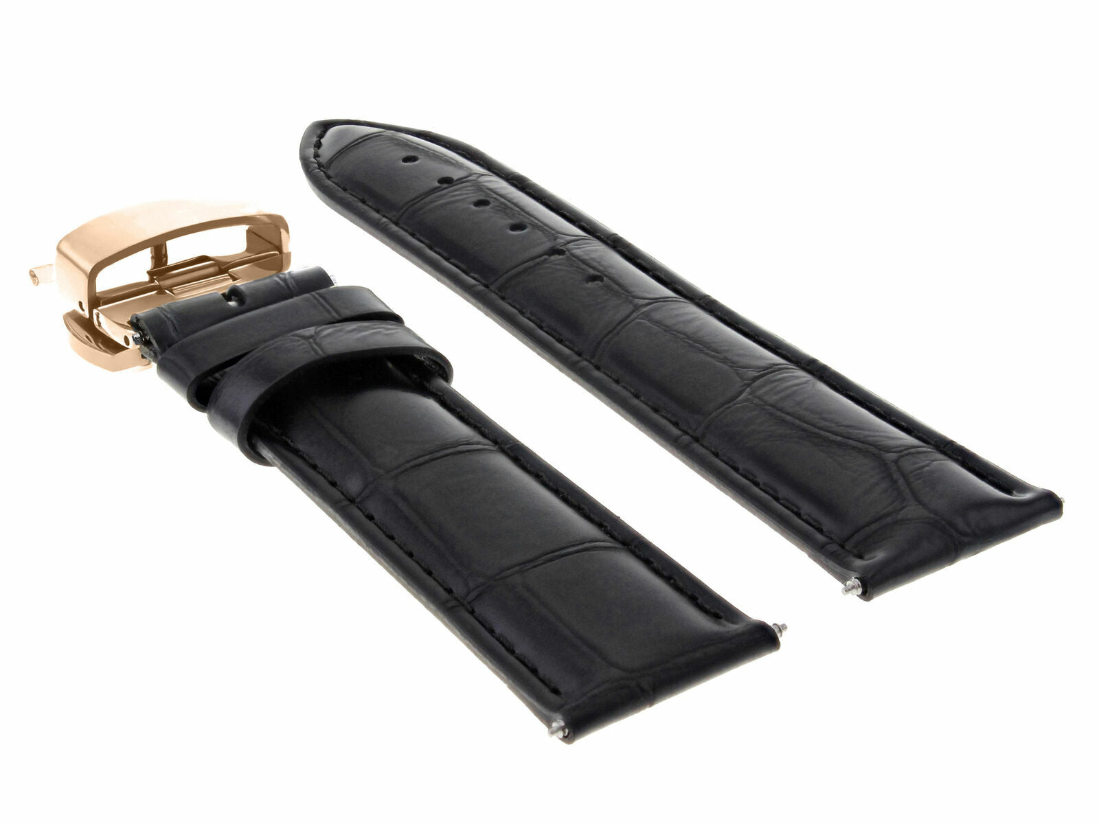 17-18-19-20-21-22-23-24MM LEATHER WATCH BAND STRAP FOR WRIST WATCH ROSE BLACK, Black, view 4