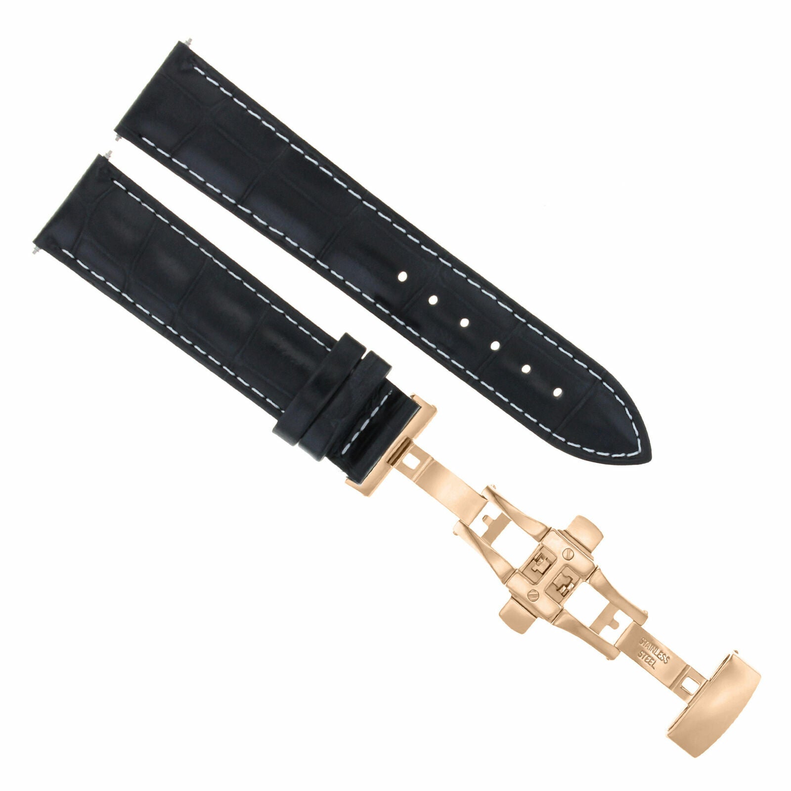 17-18-19-20-21-22-23-24MM LEATHER WATCH BAND STRAP FOR CITIZEN CLASP ROSE BLACK
