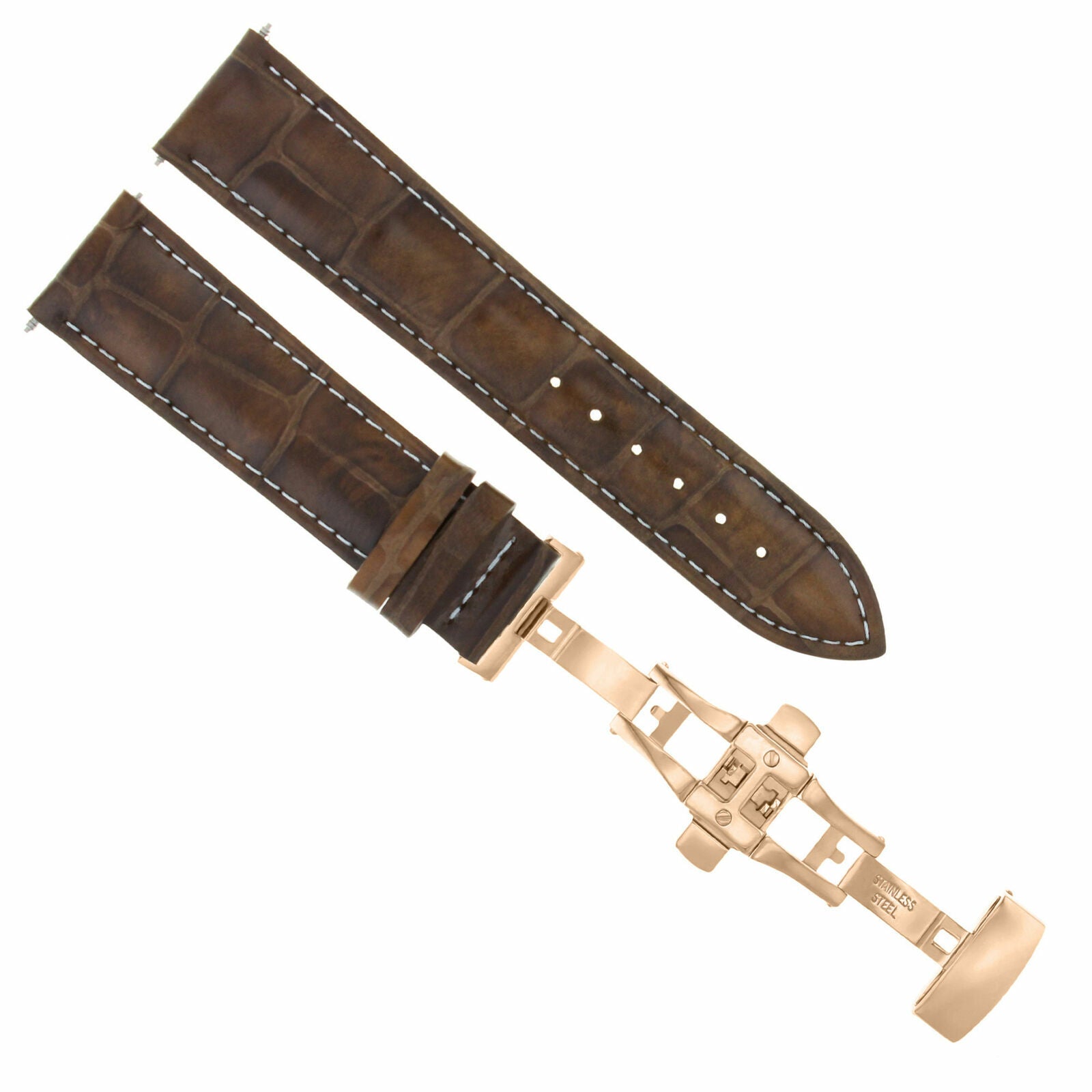 17-18-19-20-21-22-23-24MM LEATHER WATCH BAND STRAP FOR CITIZEN CLASP ROSE BLACK