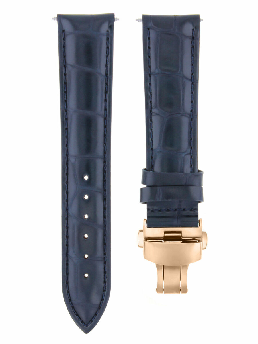 17-18-19-20-21-22-23-24MM LEATHER WATCH BAND STRAP FOR WRIST WATCH ROSE BLACK, Dark Blue, view 2