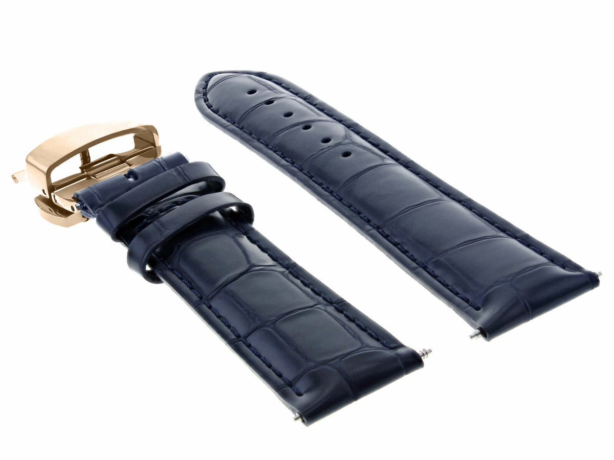 17-18-19-20-21-22-23-24MM LEATHER WATCH BAND STRAP FOR WRIST WATCH ROSE BLACK, Dark Blue, view 4