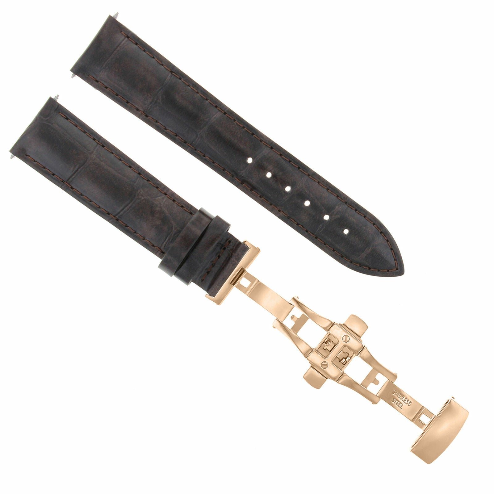 LEATHER WATCH BAND STRAP FOR CITIZEN CLASP ROSE BLACK - 17MM
