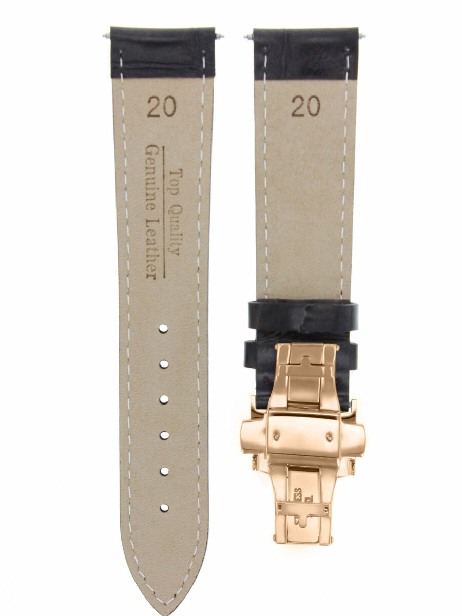 LEATHER WATCH BAND STRAP FOR CITIZEN CLASP ROSE BLACK - 17MM
